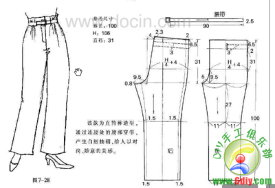 [转载]各种女裤的裁剪图 女裤铅笔裤裁剪图