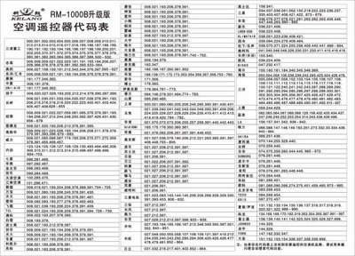 科朗RM1000B万能空调遥控器详细说明书 科朗遥控器说明书