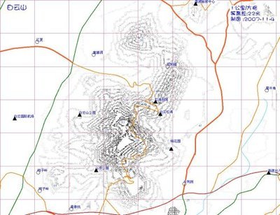 广州白云山等高线地图 广州市白云山详细地图