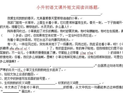 小学六年级语文课外短文阅读训练题 六年级课外阅读短文