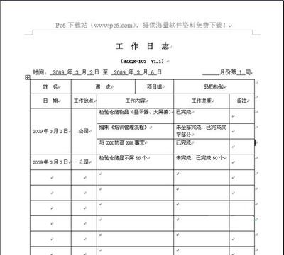 工作日志 工作日志模板