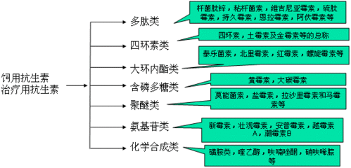 抗生素分类简要 抗生素分类及代表药物