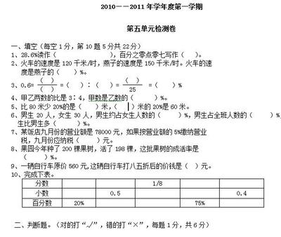 六年级上册数学第五单元《百分数》单元教学反思 六年级第五单元作文