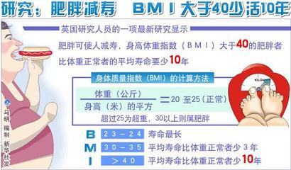 肥胖标准（BMI身高体重指数） 身高体重指数bmi