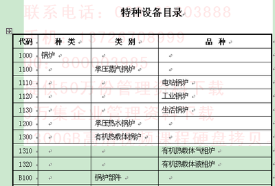 >目录 特种设备目录