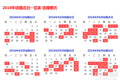 2011年结婚吉日 2016年