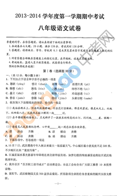 2010---2011学年度八年级语文试卷分析 八年级历史期中试卷