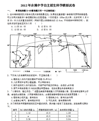 余姚中学2014年自主招生英语模拟试卷(含答案) 余姚一职招生