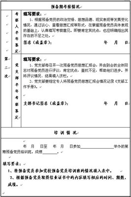 预备党员预备期考察意见 预备党员考察表 图片