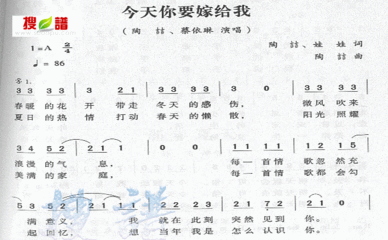 今天你要嫁给我　词 今天你要嫁给我