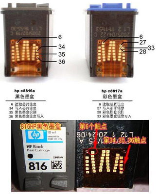 HP816，817墨盒加墨及清零方法 817墨盒清零