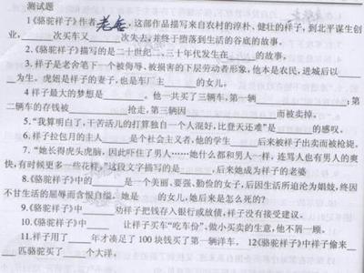 名著导读《西游记》《骆驼祥子》练习题及答案