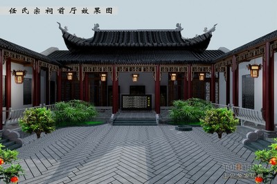 祠堂效果图 现代农村祠堂效果图