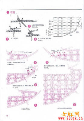 钩针编织疑难解答和各种技巧图解上（图片来自女红网） 女红网钩针编织坡肩