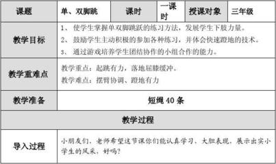 单双脚跳的反思 单双脚跳教学案