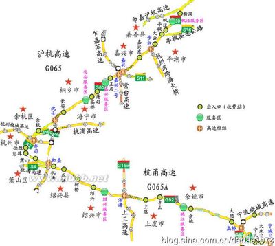 沪杭甬(沪杭、杭甬)高速出入口，服务区、里程数及风景区 沪杭甬