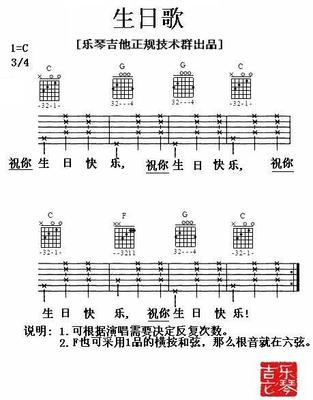 脸谱吉他教程-我想学吉他22生日歌吉他谱 生日歌吉他谱指弹难版