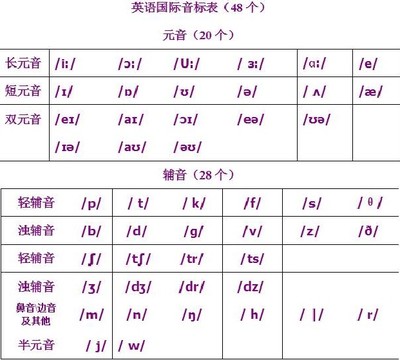 48个国际音标表 48个国际音标表怎么读