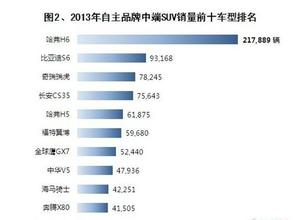  2016自主suv销量排名 2013年前三季度自主品牌SUV销量分析