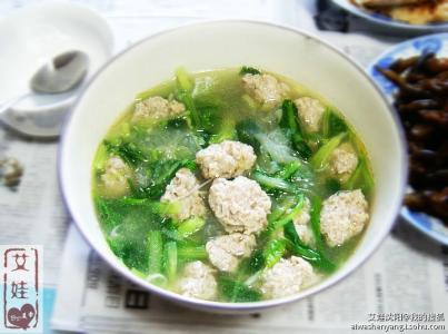 小白菜汆丸子 香菇白菜汆丸子