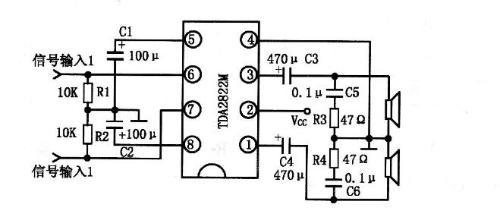 tda2822引脚图 tda2822 tda2822-介绍，tda2822-引脚功能