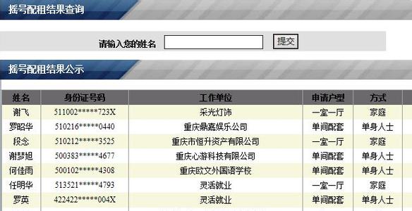 重庆公租房2016年摇号 重庆公租房摇号查询