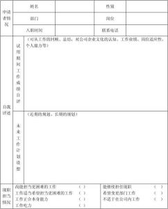 员工转正申请表 工厂员工转正申请表