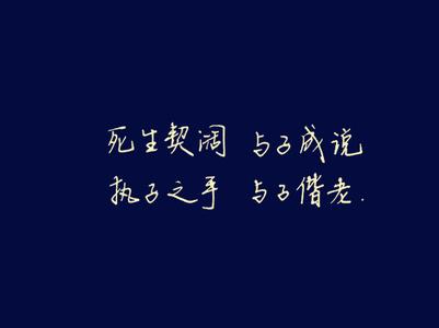 死生契阔 与子成说 “死生契阔，与子成说。执子之手，与子偕老”