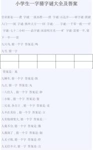 字谜语大全及答案 小学生猜字谜大全及答案