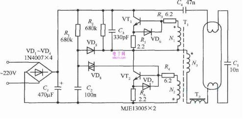13003节能灯电路图详解 节能灯工作原理