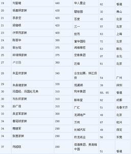 2007年胡润中国富豪排行榜 2007年胡润中国富豪排行榜-1-100，20