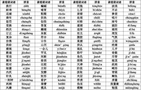 常用易错词语 常用词语易错语素归类