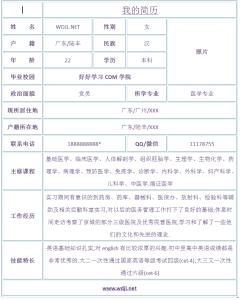 医学类空白个人简历 医学类个人简历