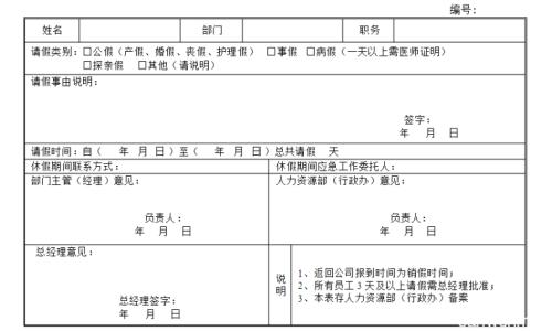 单位事假请假条范文 职工员工事假请假条范文