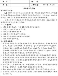 新员工试用期工作总结 应届毕业生试用期员工工作总结