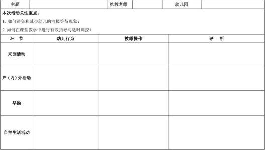 小班半日活动计划 半日工作计划