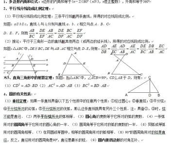 初中数学计算公式大全 初中数学公式大全