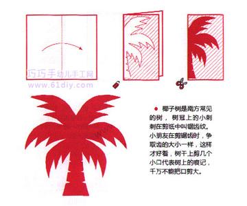 儿童大树剪纸图案大全 椰子树剪纸