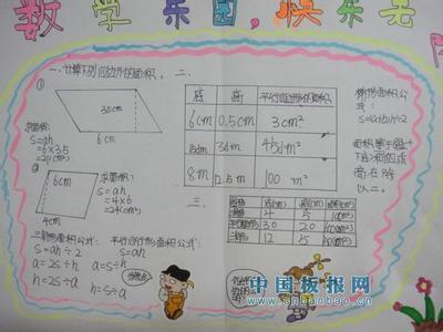 数学面积手抄报四年级 三年级数学面积手抄报