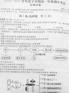 高一生物试卷及答案 人教版高一生物《细胞的基本结构》测试试卷及答案