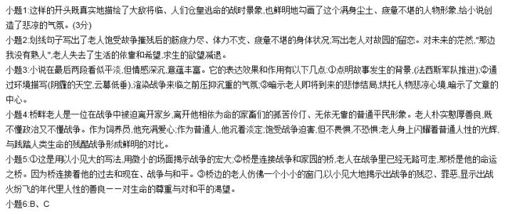 老人与海鸥阅读题答案 桥畔的老人阅读题答案