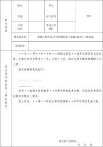 优秀党员推荐表范文 党员推荐表范文