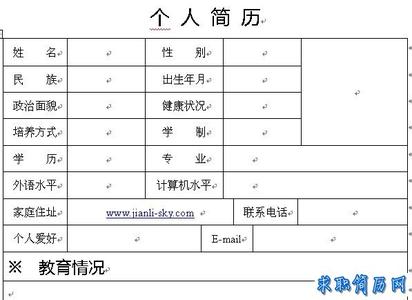 电子简历表格模板wps 电子简历表格模板