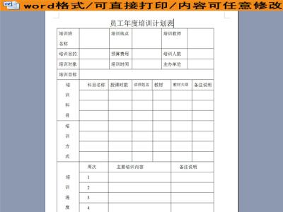 企业员工年度培训计划 员工年度培训计划表