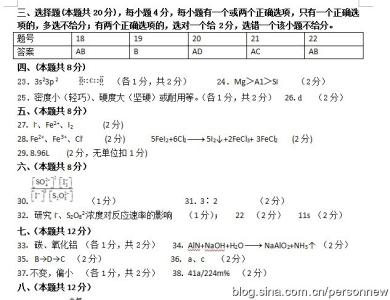 2017浦东高三化学一模 闸北区高三化学一模卷及答案