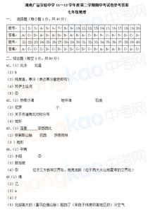 2016期中试卷及答案 2016年7年级地理期中试卷及答案