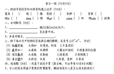 2016年小升初语文阅读练习题