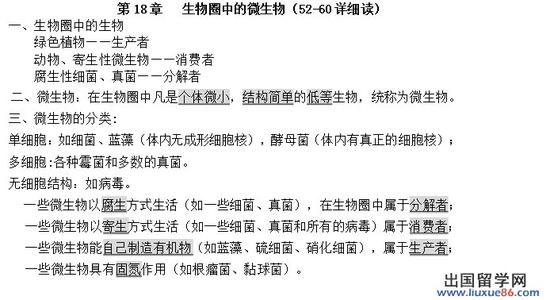 生物会考复习资料：生物圈中的其它生物