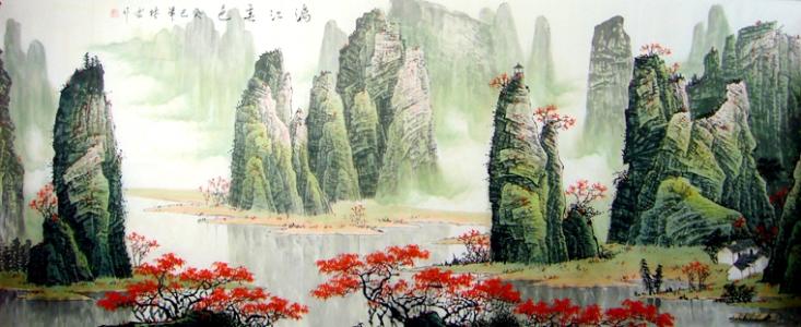 适合客厅挂的山水画 客厅适合画山水画的图片